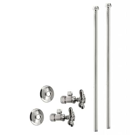 Westbrass Faucet Kit, 5/8" OD x 3/8" OD x 20" Bullnose in Polished Nickel D105KBNX-05